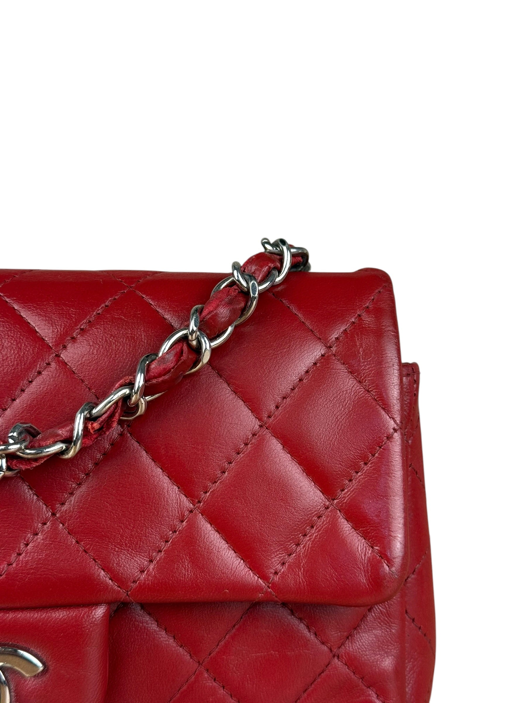 Chanel Red Quilted Leather Classic Mini Flap Bag 2012