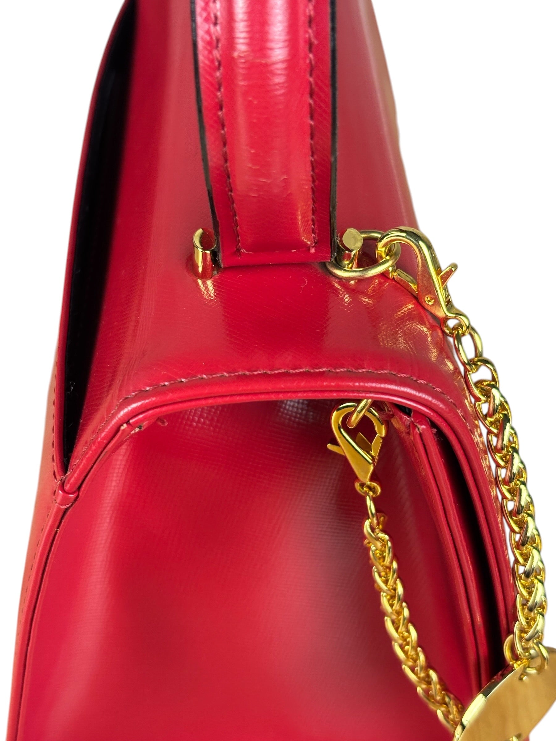 Versace Vintage Red Leather Top Handle Bag
