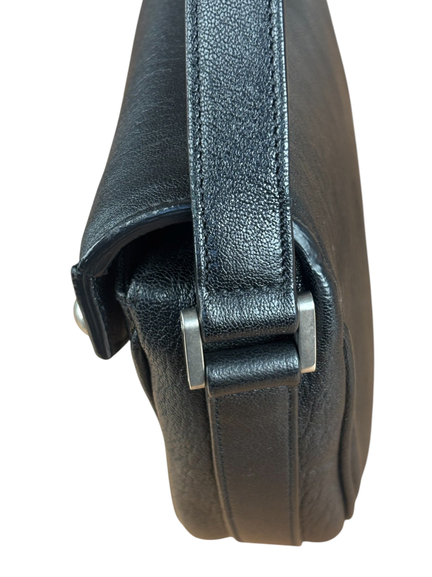 Saint Laurent Black Leather Y Studded Flap Crossbody