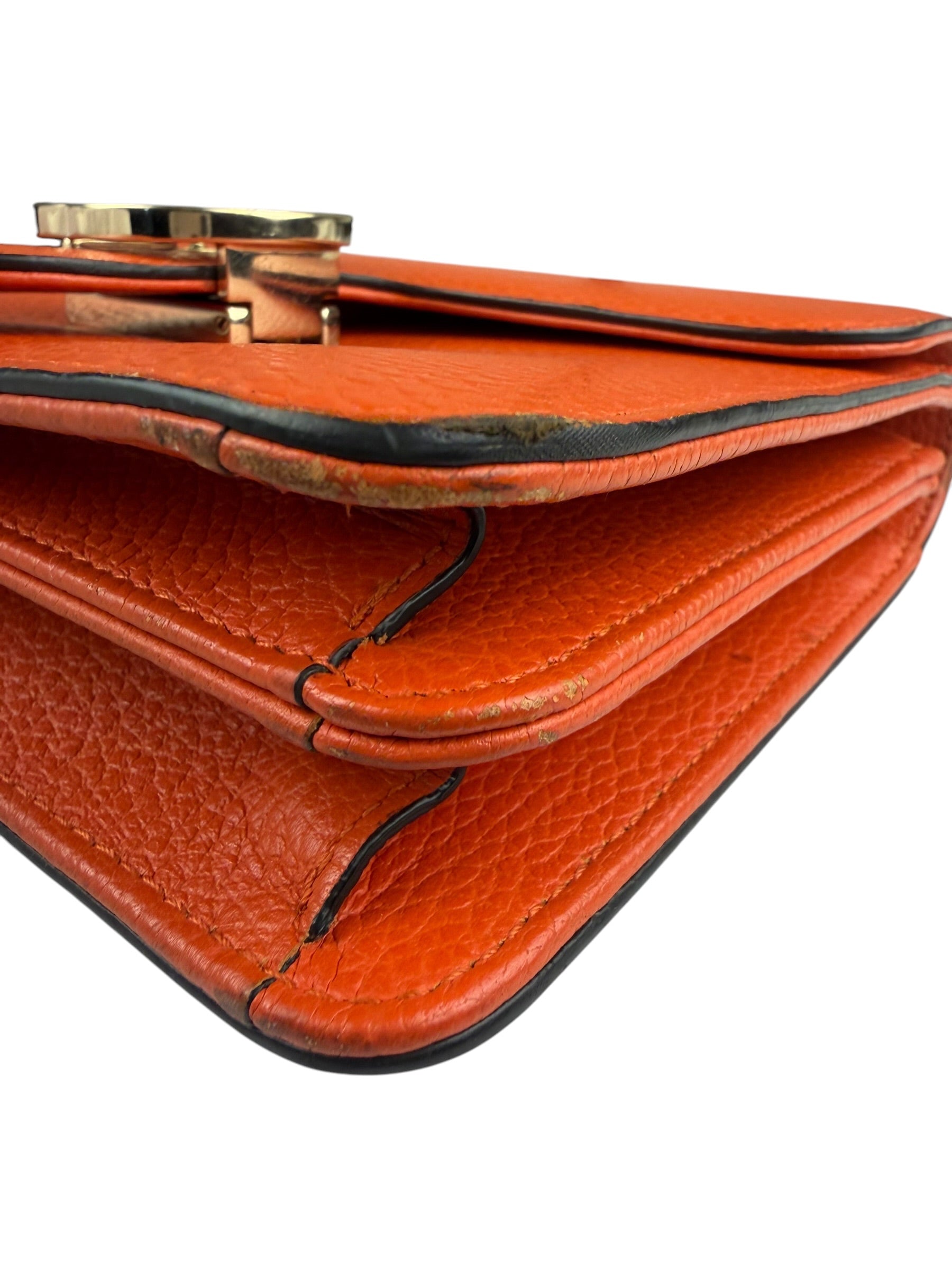 Gucci Orange Leather Small Dollar Interlocking G Shoulder Bag