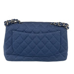 Chanel Blue Jersey Classic Flap Shoulder Bag 2009