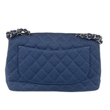Chanel Blue Jersey Classic Flap Shoulder Bag 2009