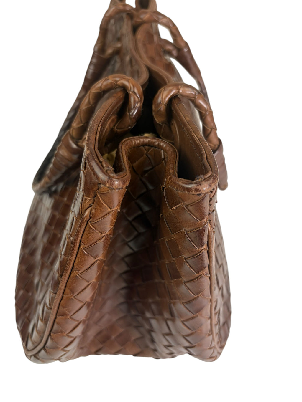 Bottega Veneta Brown Leather Intrecciato Top Handle Small Tote