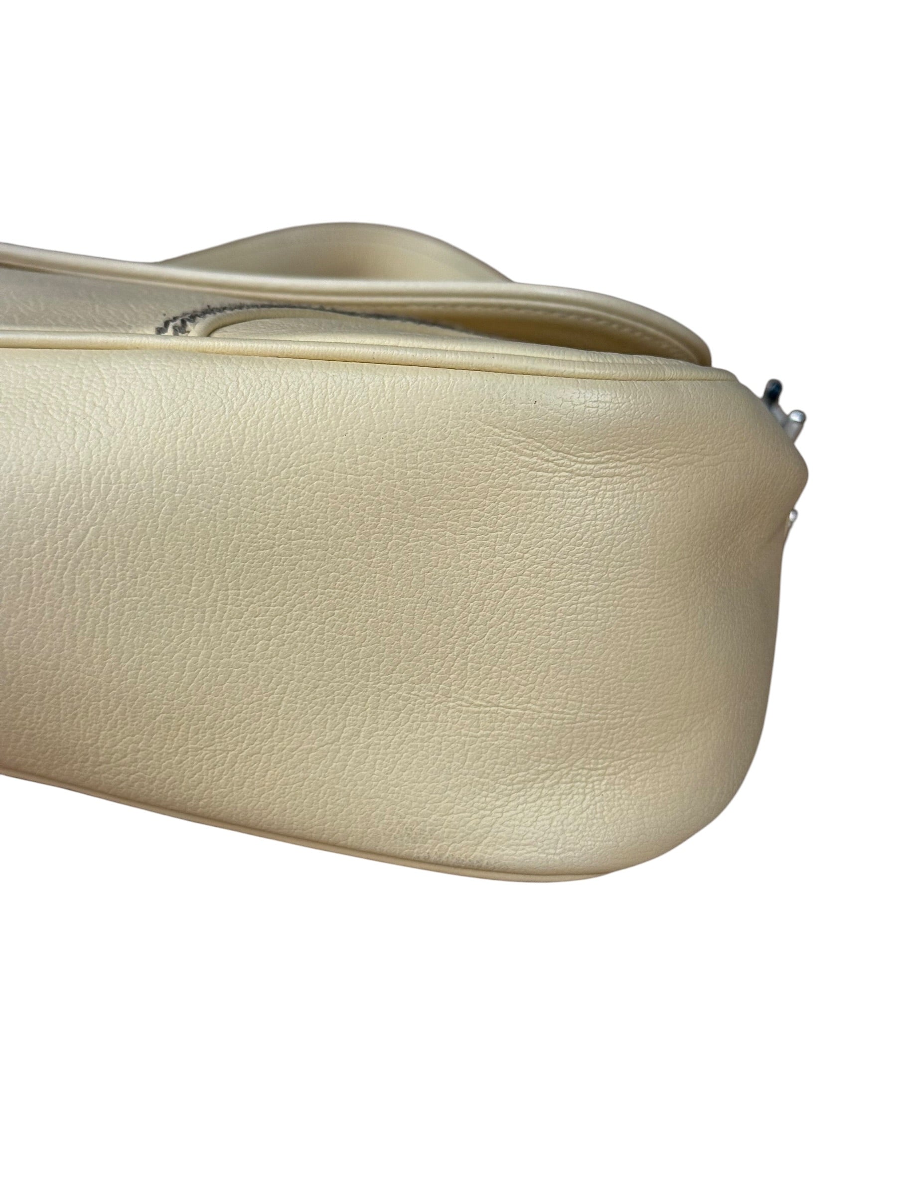 Christian Dior Vintage Beige Leather Stitch Saddlebag