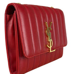 Saint Laurent Red Quilted Leather Vicky Flap Shoulder Bag