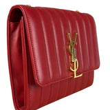 Saint Laurent Red Quilted Leather Vicky Flap Shoulder Bag