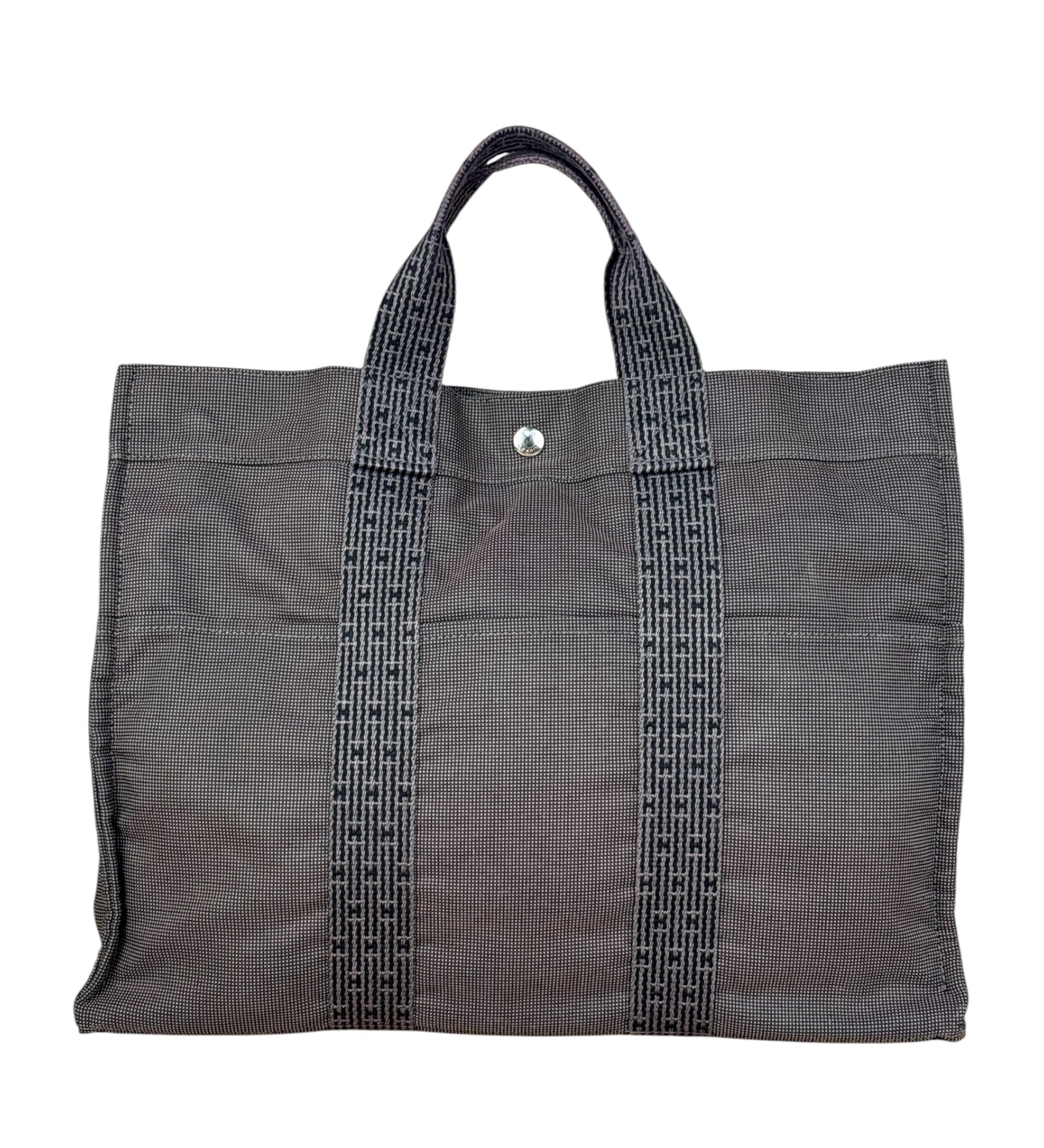 Hermes Grey Canvas Herline Tote Bag