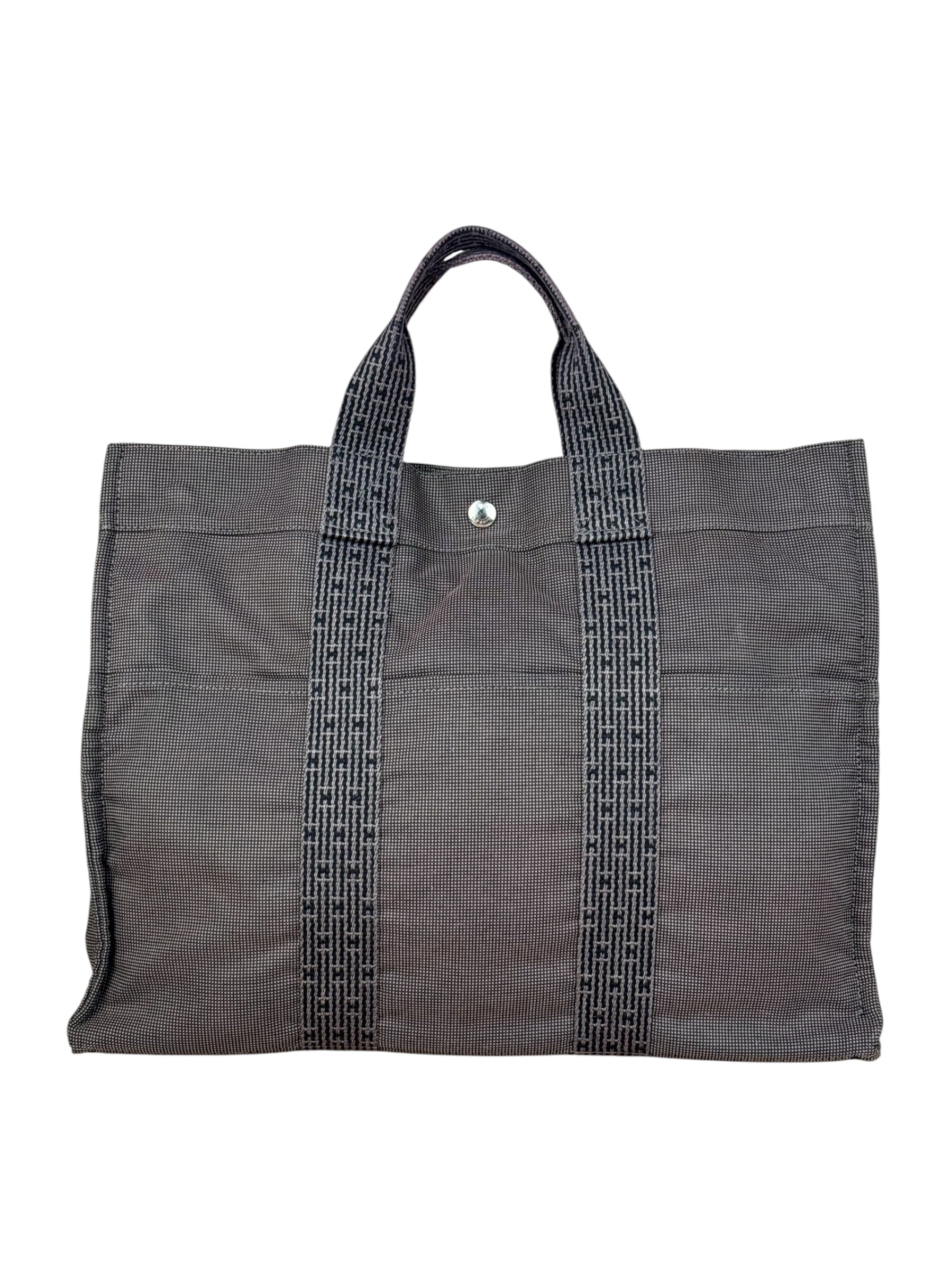 Hermes Grey Canvas Herline Tote Bag