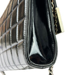 Chanel Black Patent Leather Chocolate Bar Flap Bag 2000