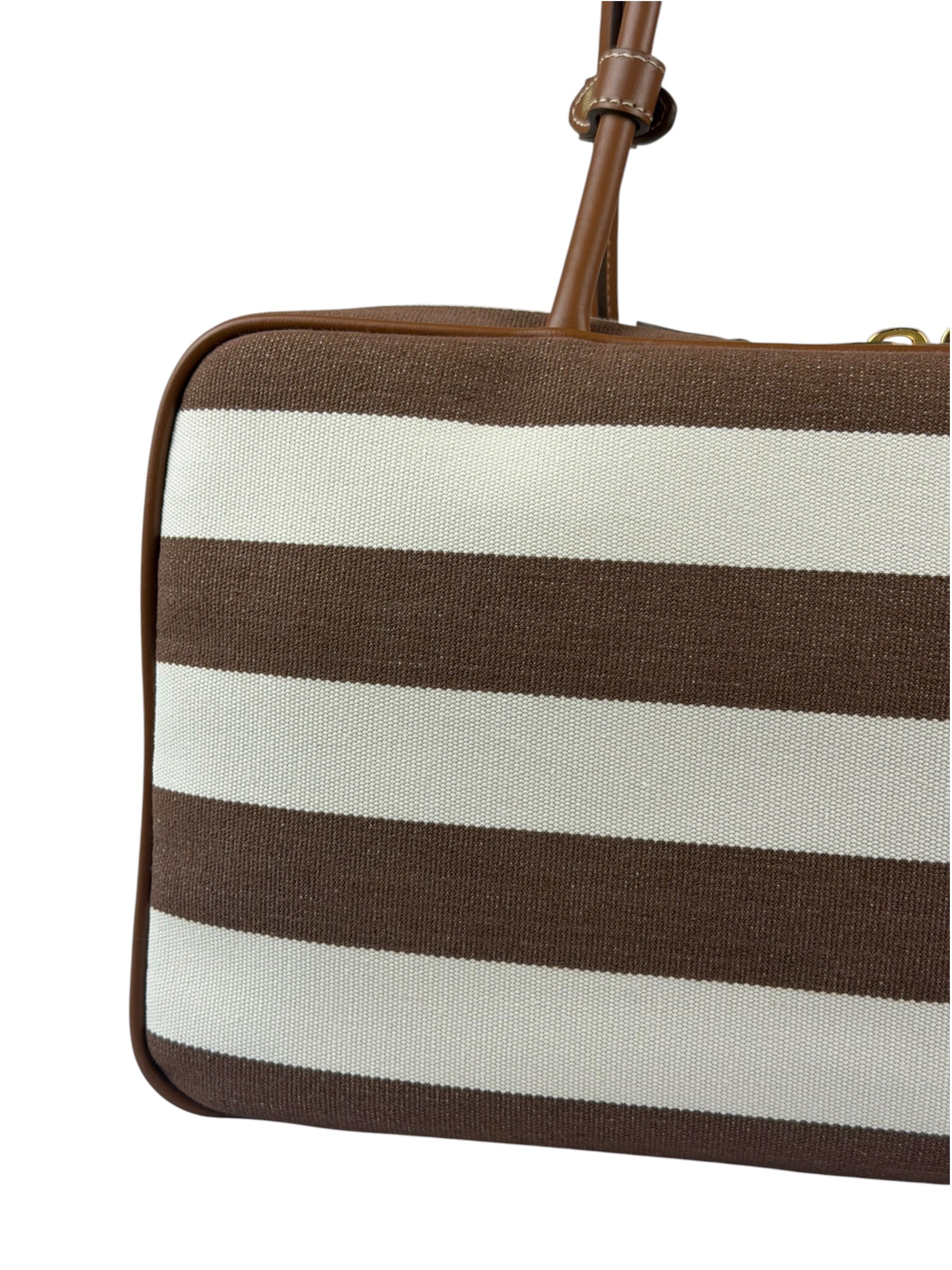 Miu Miu Canvas Stripped Beau Top Handle Bag