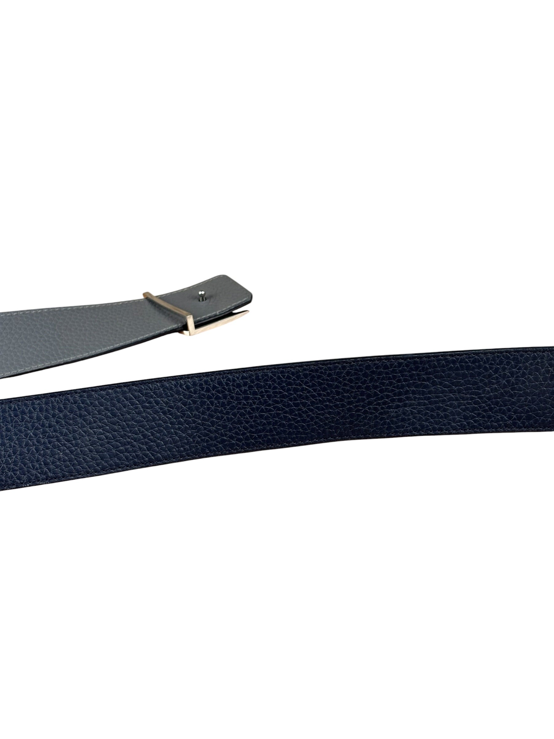 Louis Vuitton Reversible Blue/Grey Leather Logo Belt