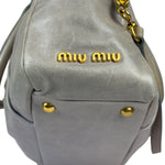 Miu Miu Vintage Pale Grey Vitello Leather Two-Way Bag