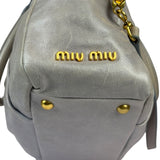 Miu Miu Vintage Pale Grey Vitello Leather Two-Way Bag