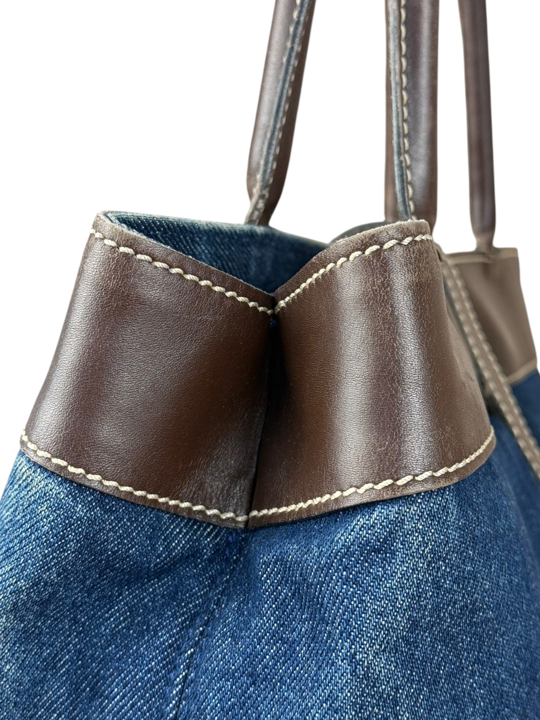 Chanel Denim CC Leather Lined Tote Bag 2001