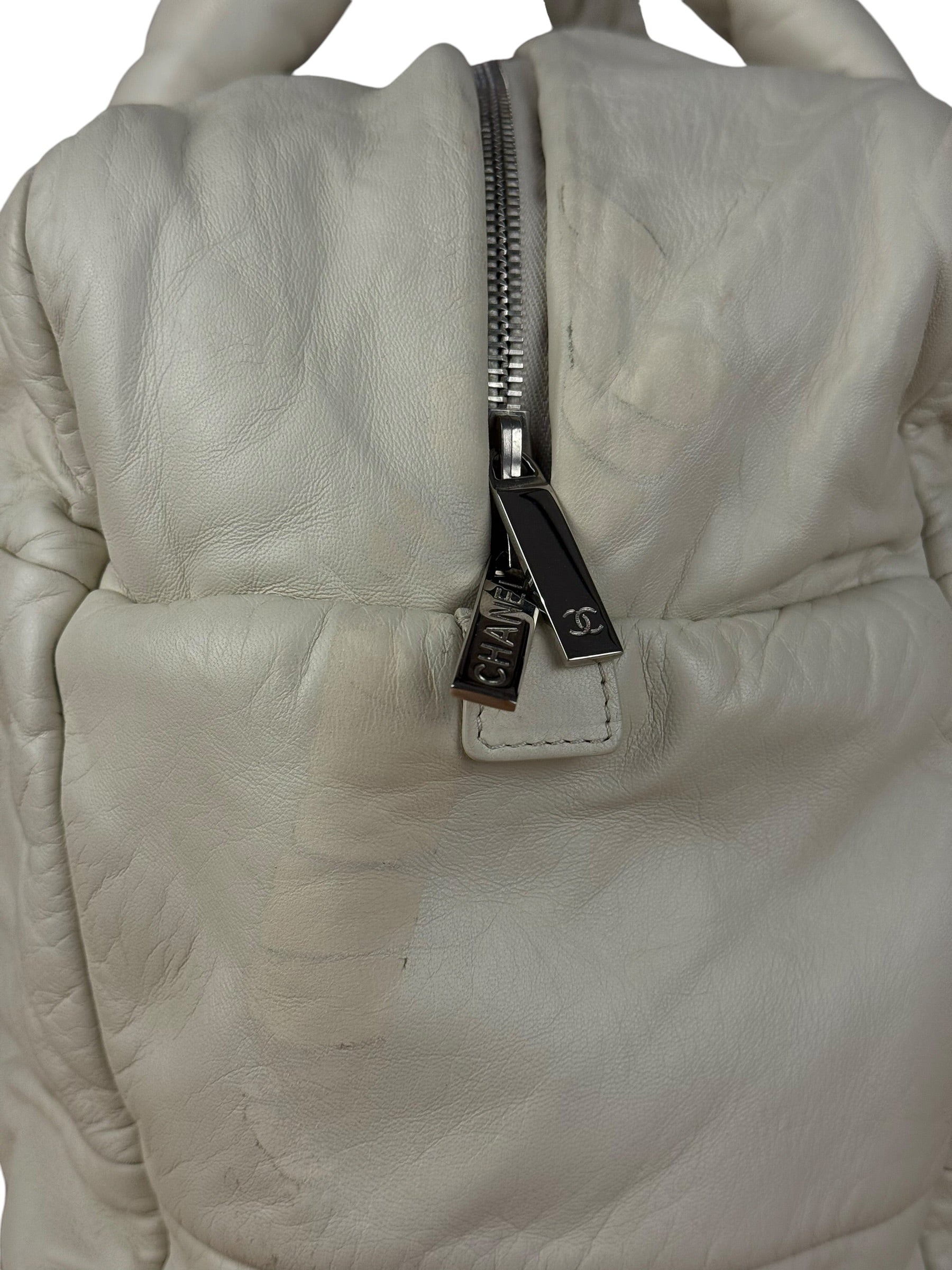 Chanel Coco Cocoon Ivory Puff Leather Boston Handbag 2009