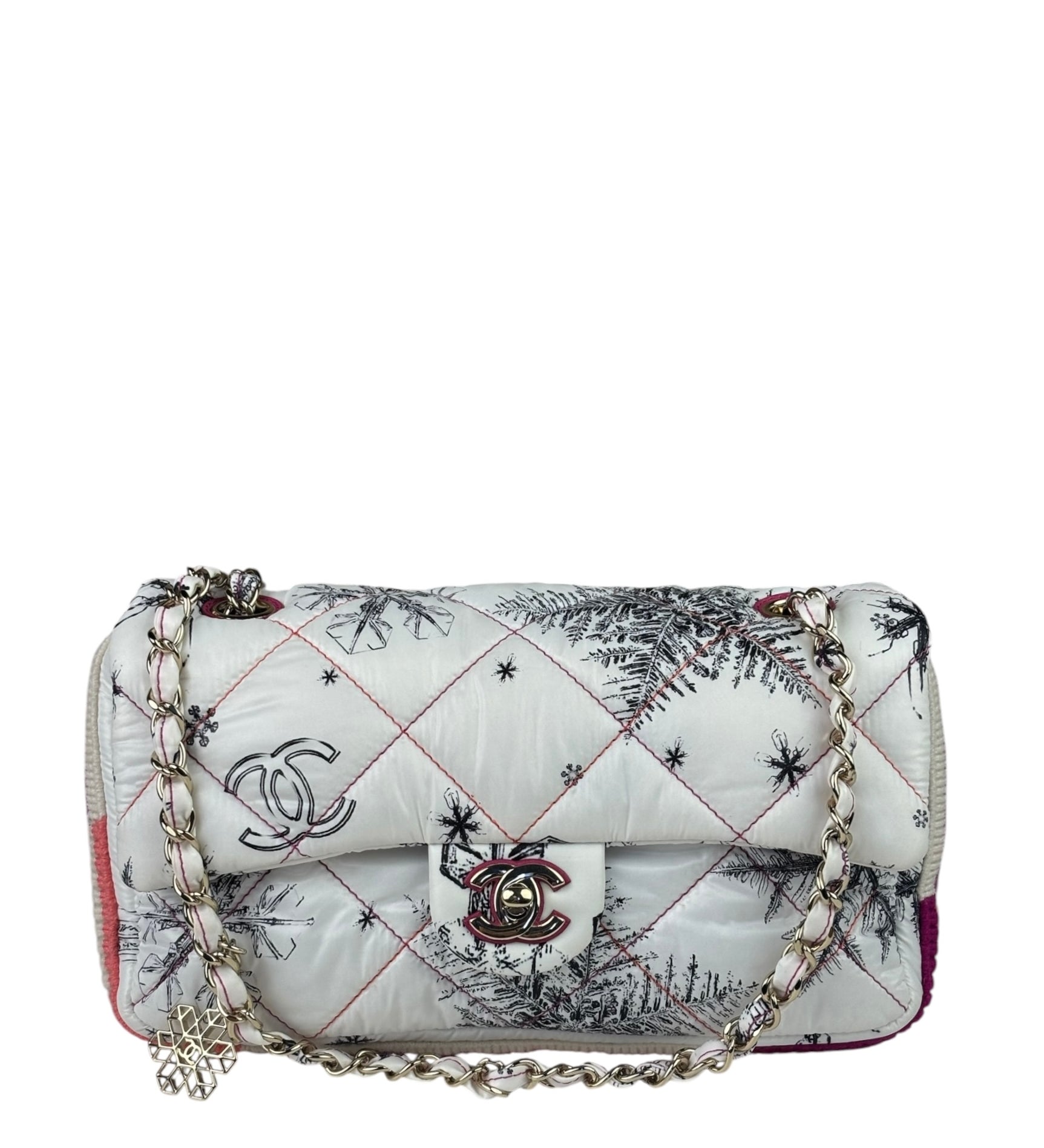 Chanel White Quilted Nylon Coco Neige Snowflake Flap Bag 2019