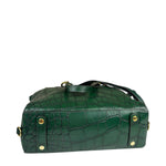 Coach Green Croc-Embossed Ashley Satchel Shoulder Bag