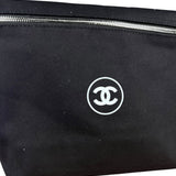Chanel Beauty Black Canvas Cosmetic Zip Pouch