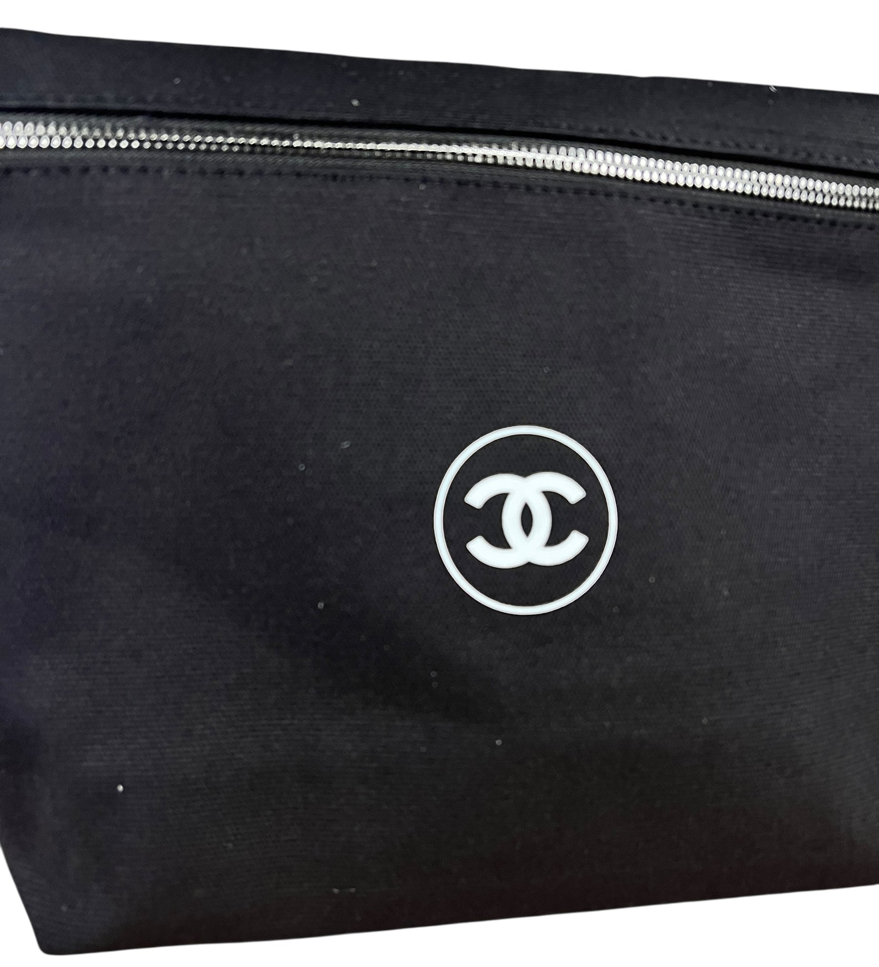 Chanel Beauty Black Canvas Cosmetic Zip Pouch