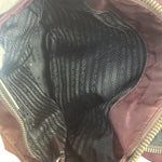 Prada Vintage Plum Nylon Leather Embossed Handbag