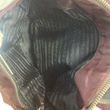 Prada Vintage Plum Nylon Leather Embossed Handbag