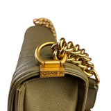 Chanel Olive Green Quilted Caviar Boy Flap Bag 2017