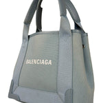 Balenciaga Light Blue Leather Trim Cabas XS Tote Bag