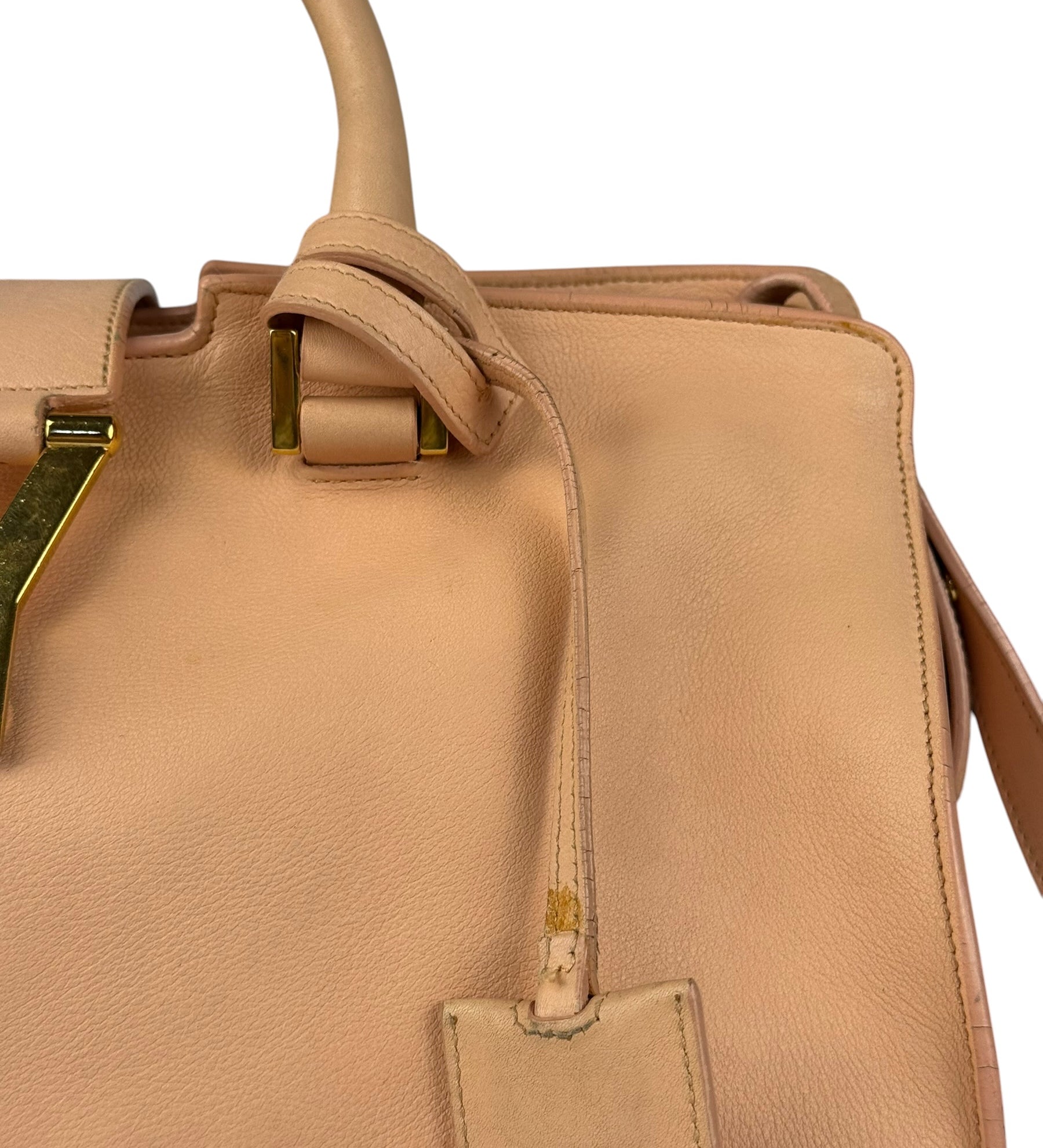 YSL Vintage Classic Y Cabas Peach Leather 2Way Handbag