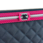 Chanel Navy Quilted Fluo Boy Medium O-Case Clutch