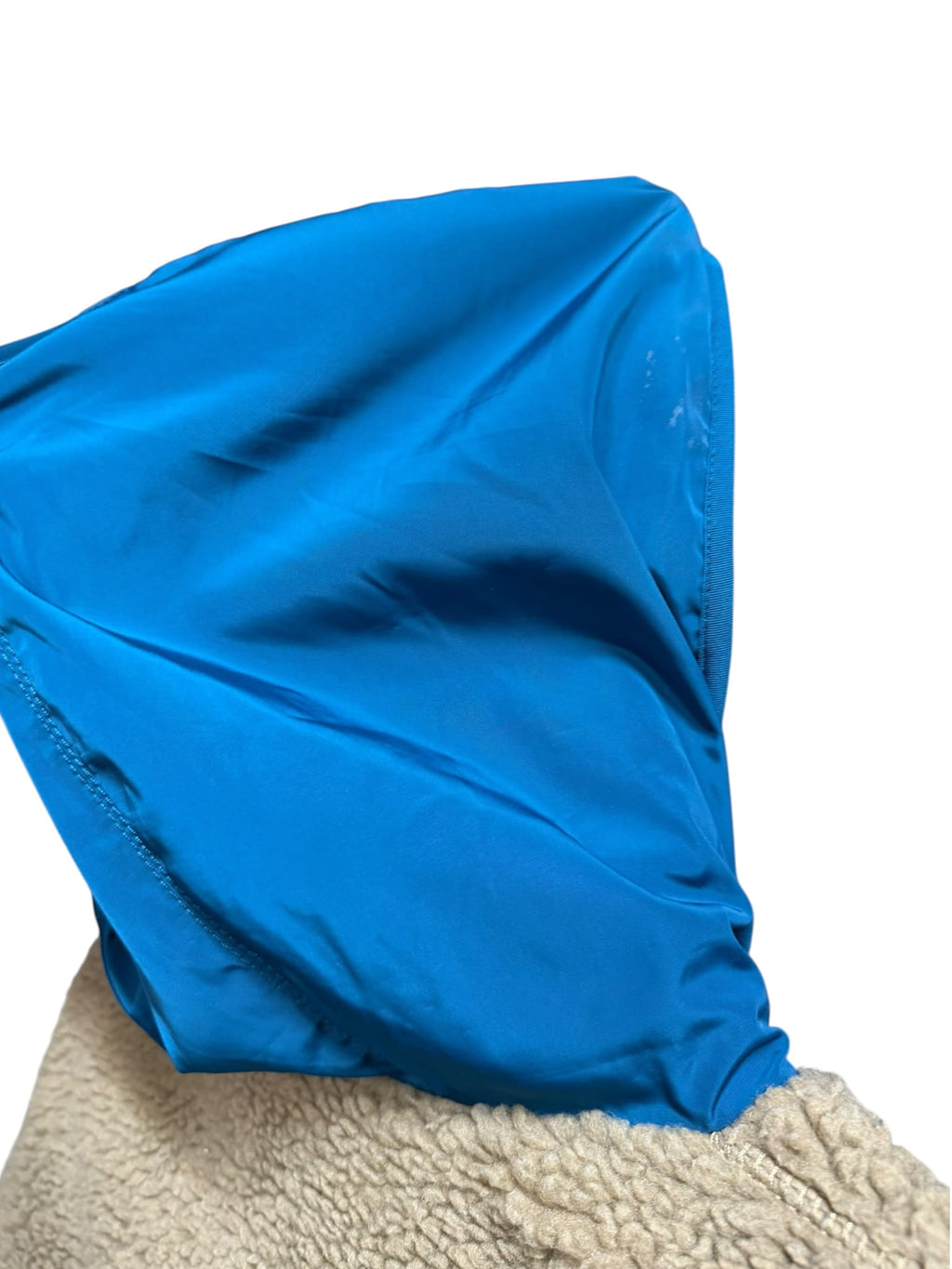 Coach Black/Blue/Beige Nylon Deep Pile Fleece Hooded Jacket