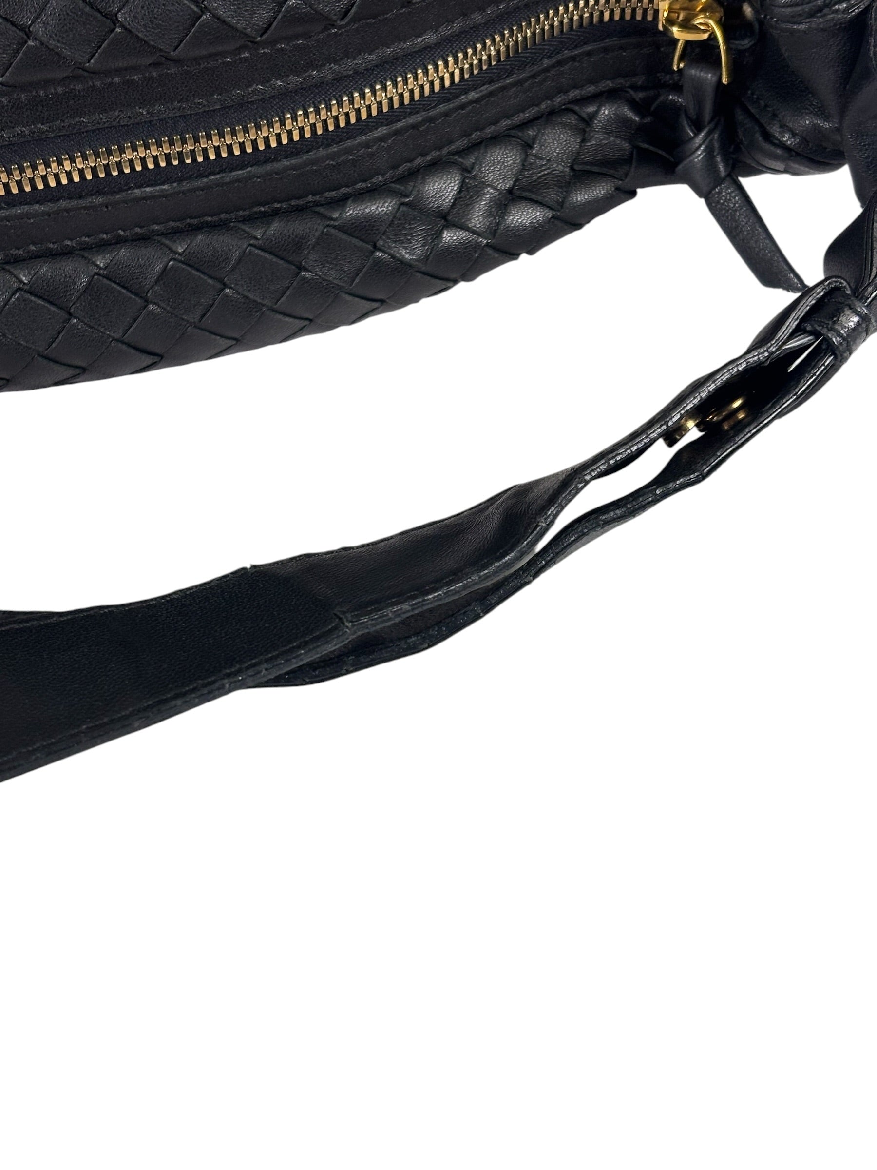 Bottega Veneta Black Intrecciato Woven Hobo Bag