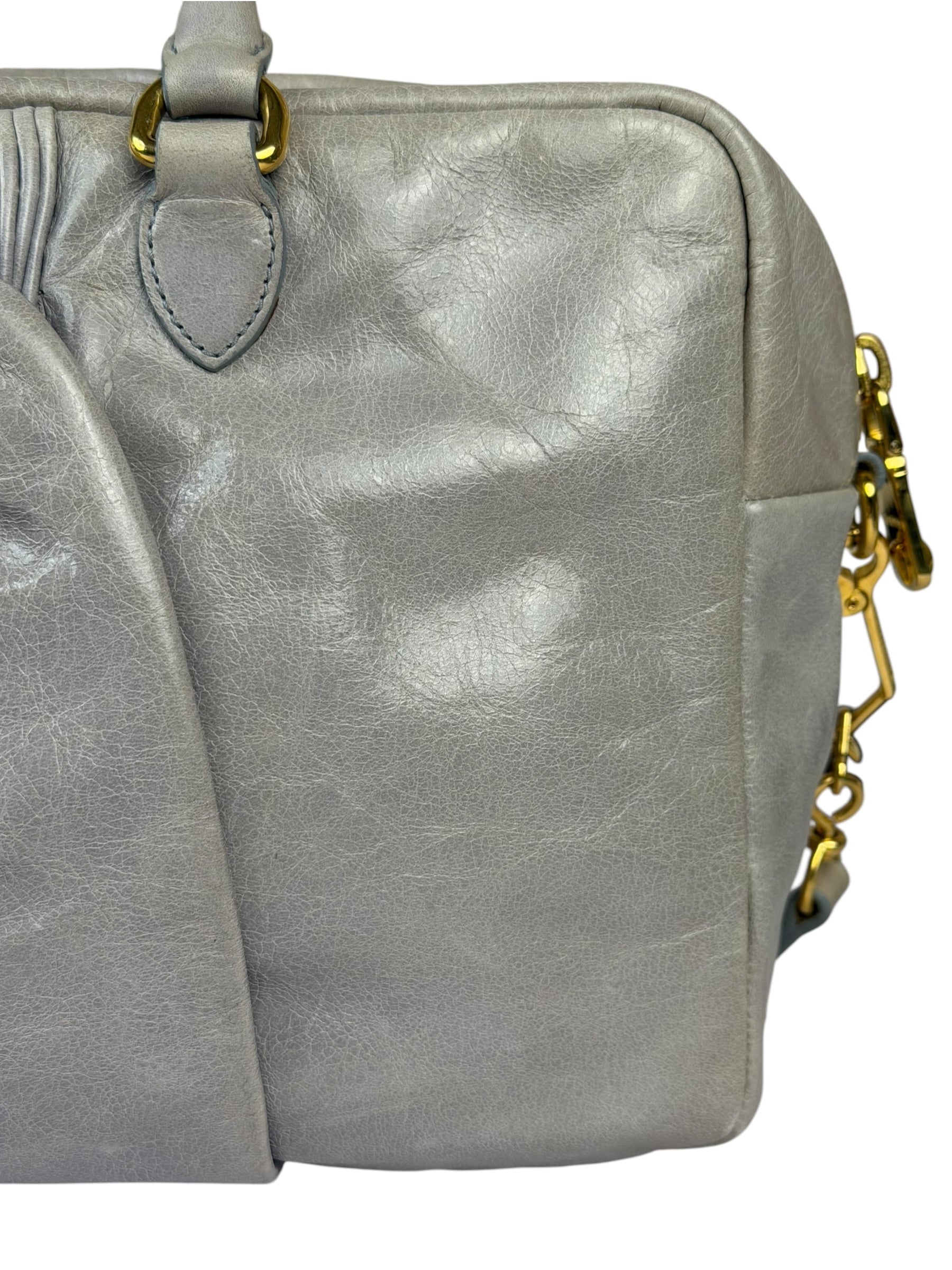 Miu Miu Vintage Pale Grey Vitello Leather Two-Way Bag