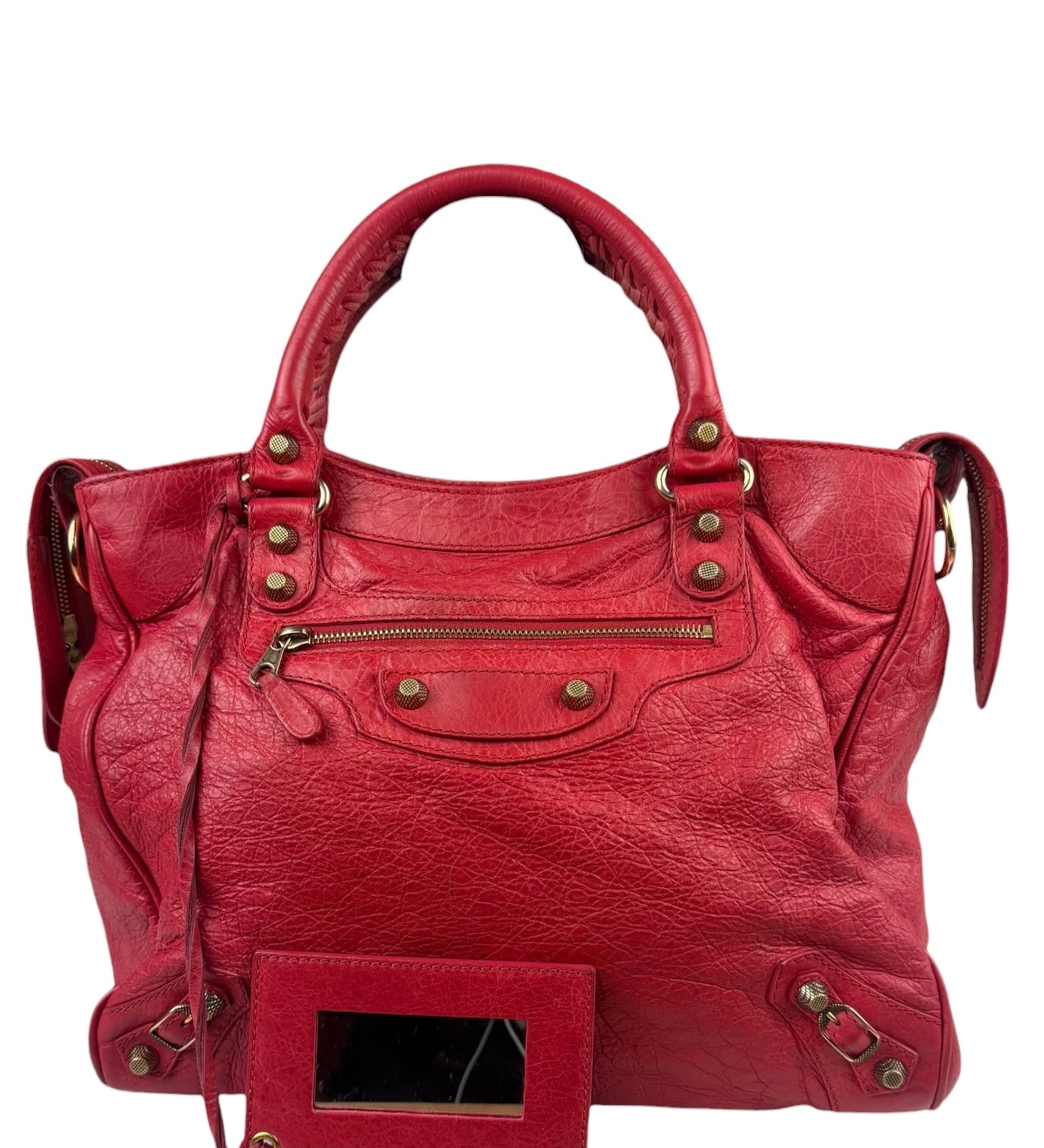 Balenciaga Red Calfskin Rouge Le City Bag