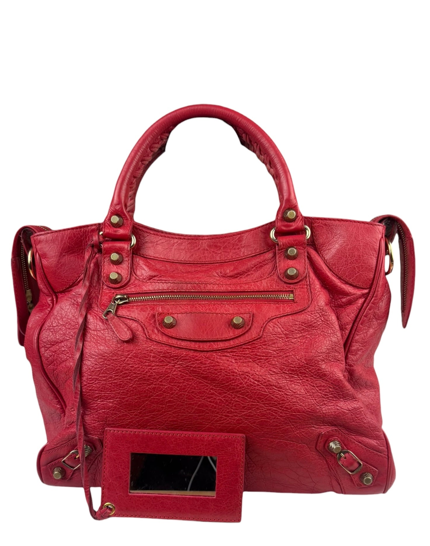 Balenciaga Red Calfskin Rouge Le City Bag