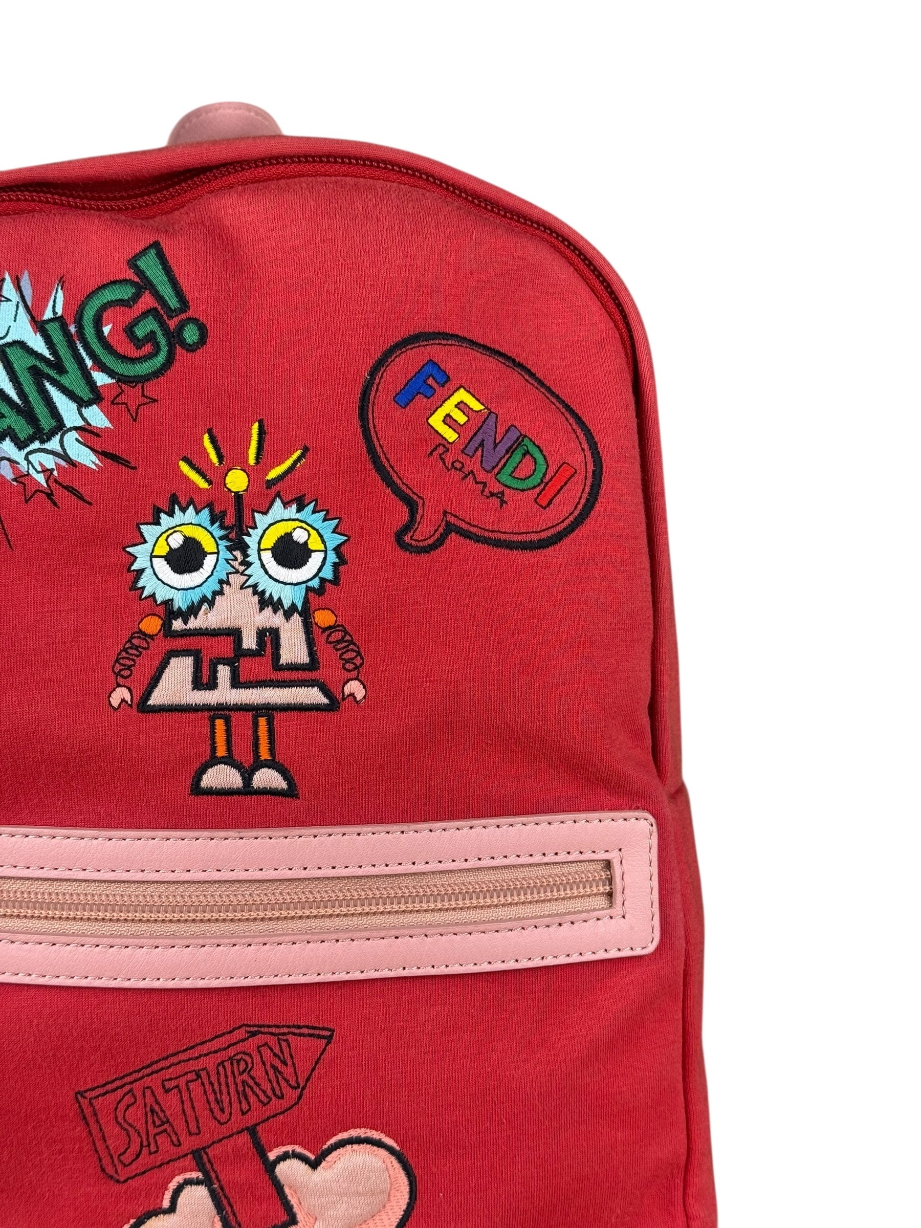 Fendi Red Patch Cloth Mini Backpack