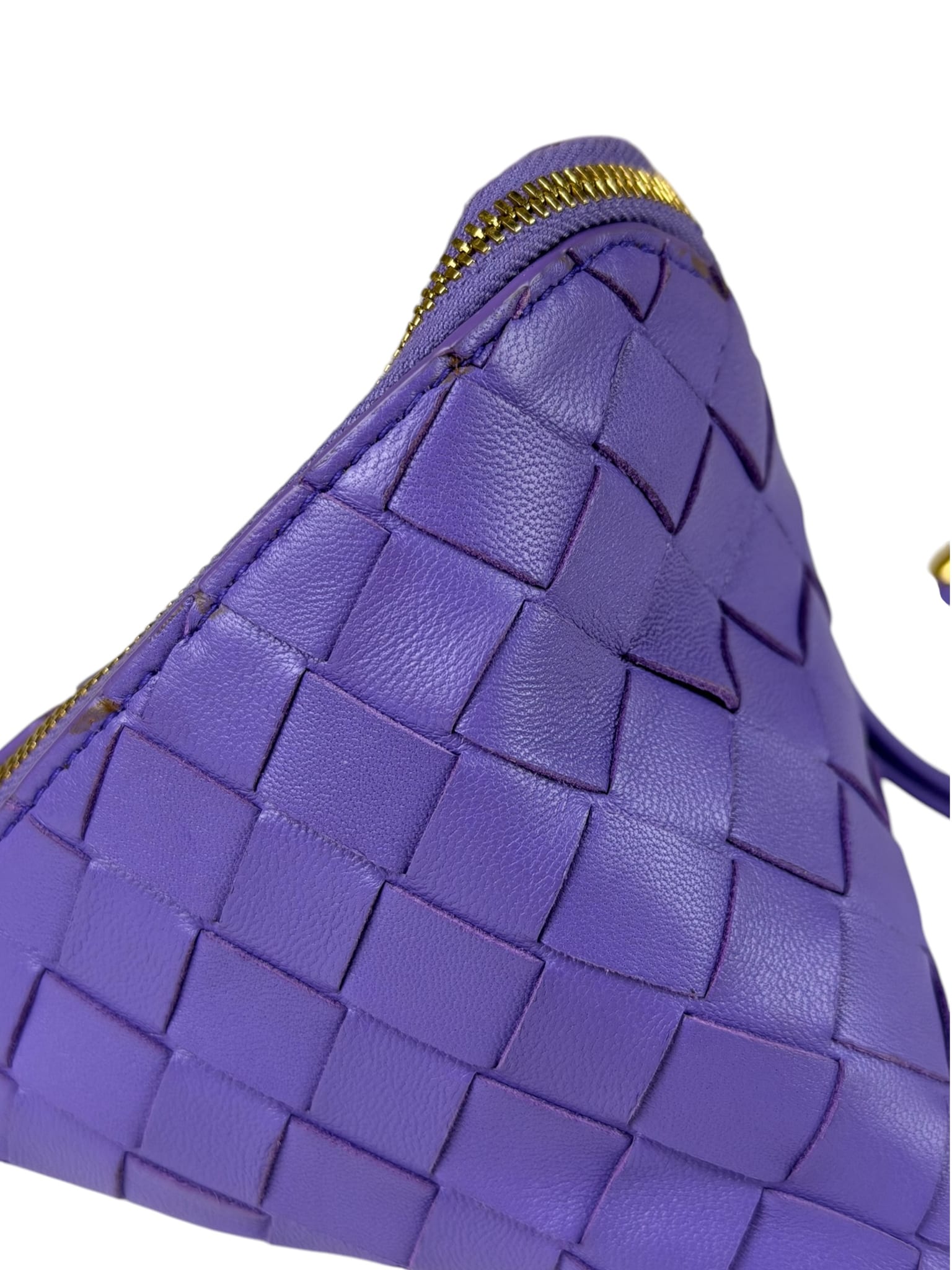 Bottega Veneta Purple Leather Nano Pyramid Pouch