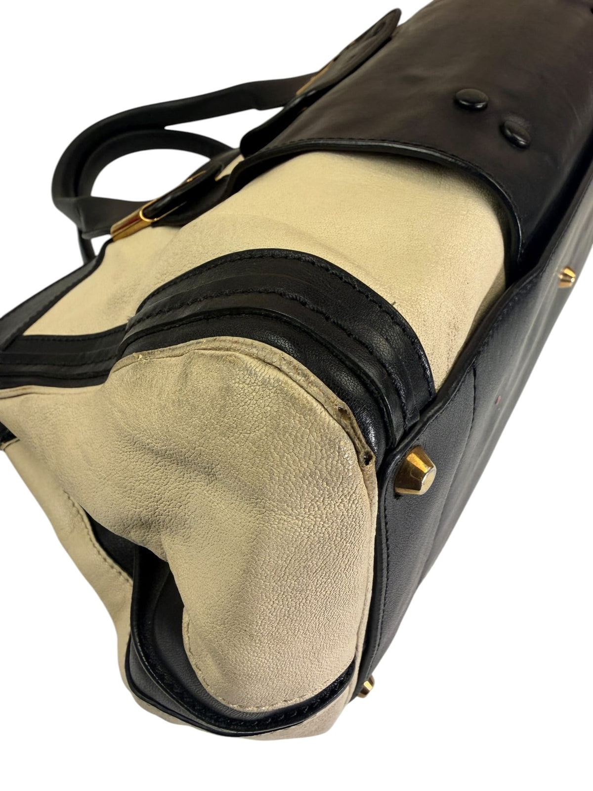 Chloe Black/Cream Leather Alice Top Handle Bag