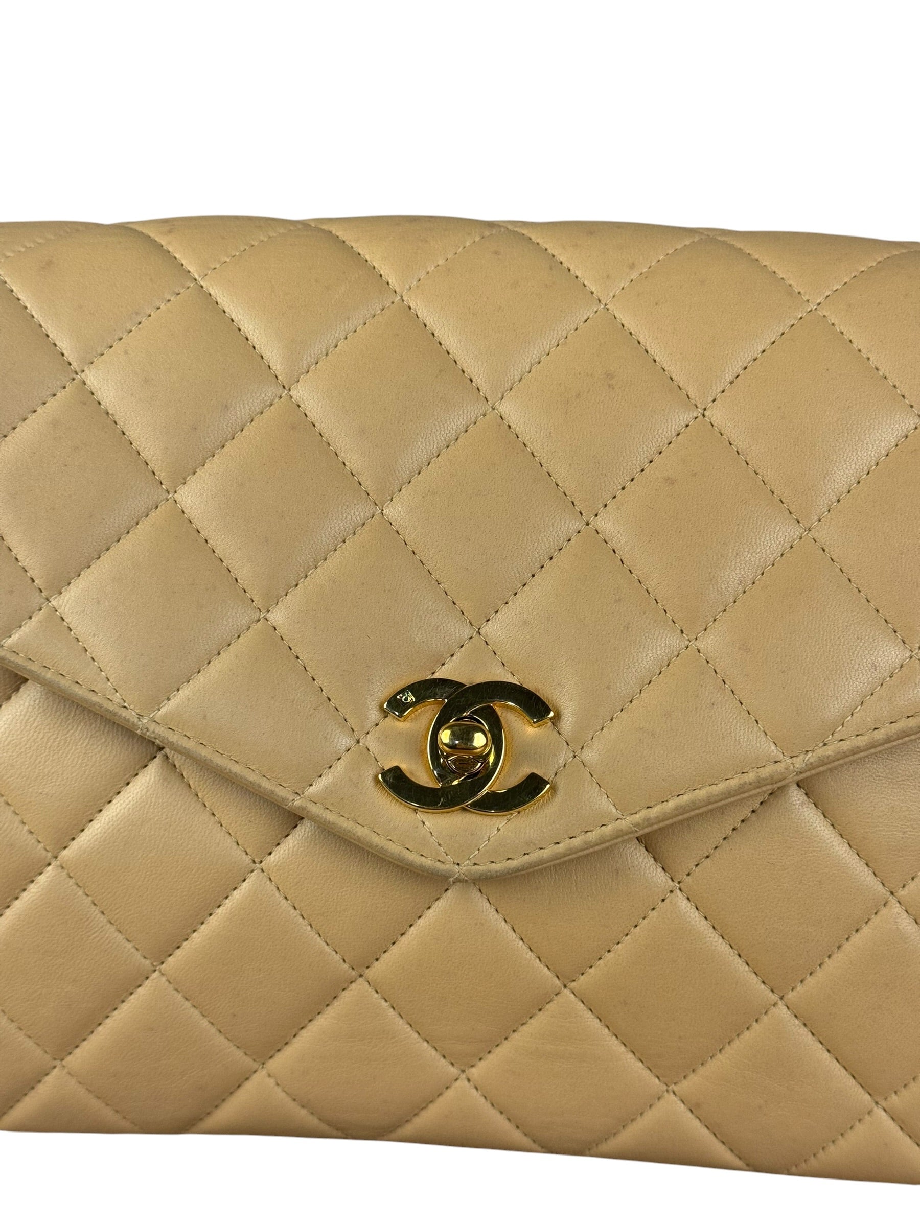Chanel M Beige Lambskin Envelope Flap 1997