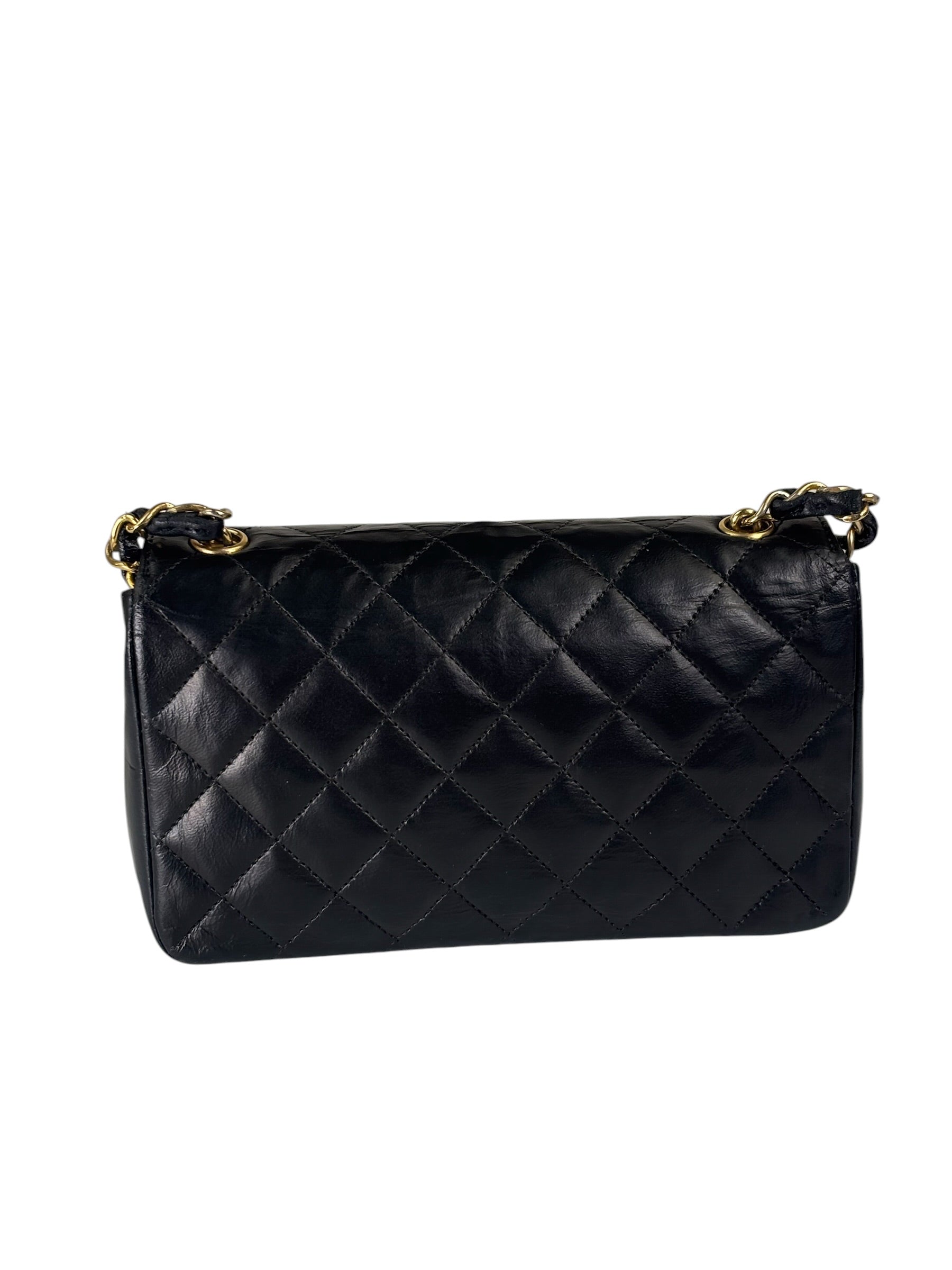 Chanel Black Quilted Leather Flap Bag 1989