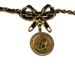 Chanel Vintage Strass & Patent Leather Bow Coin Choker Mid 90s