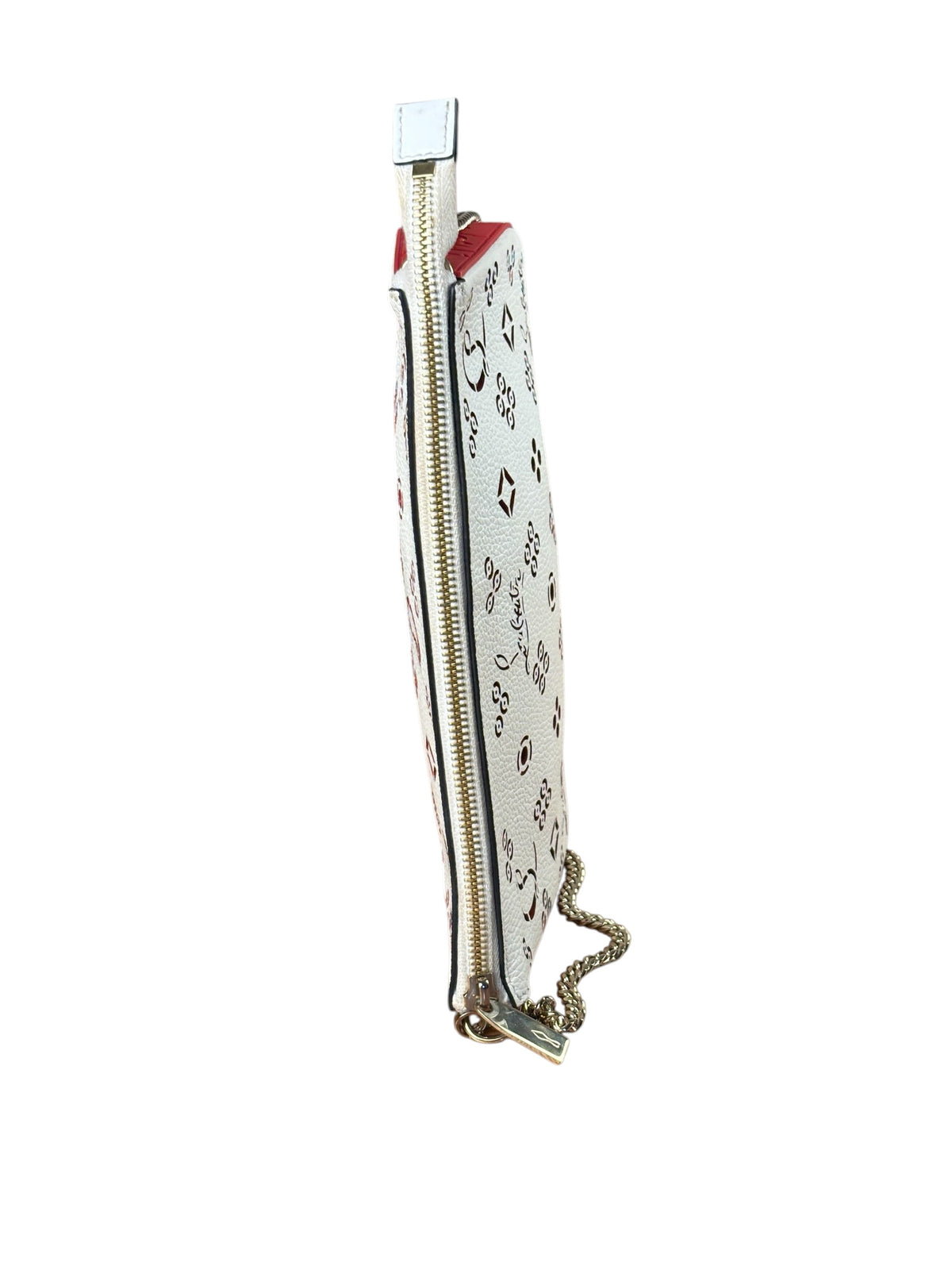 Christian Louboutin White Leather Loubinthesky Perforated Pochette