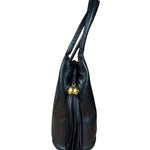 Chanel Black Chevron Quilted Tassel Fringe Tote 1992