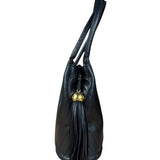 Chanel Black Chevron Quilted Tassel Fringe Tote 1992