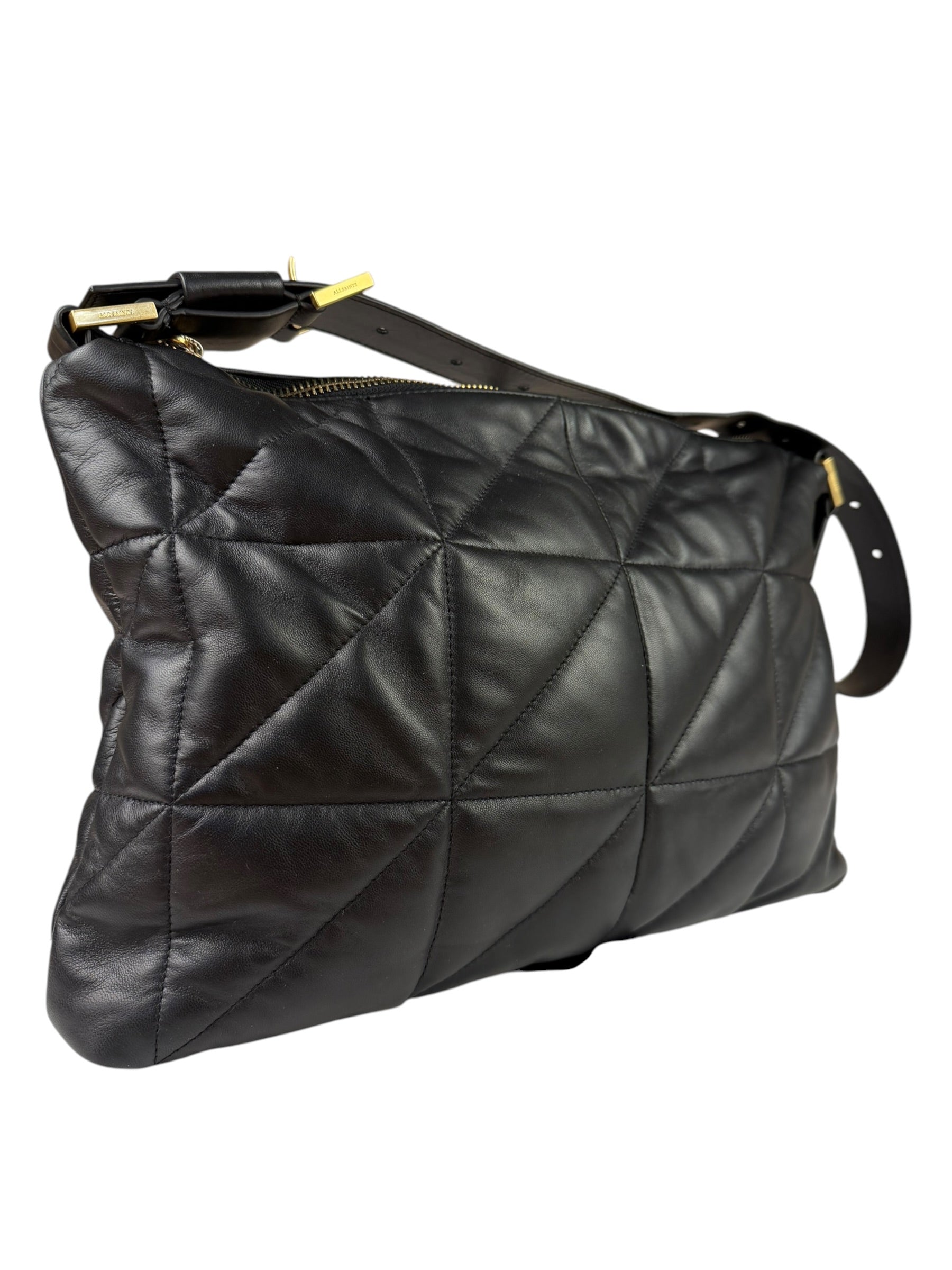 AllSaints Black Quilted Leather Edbury Shoulder Bag