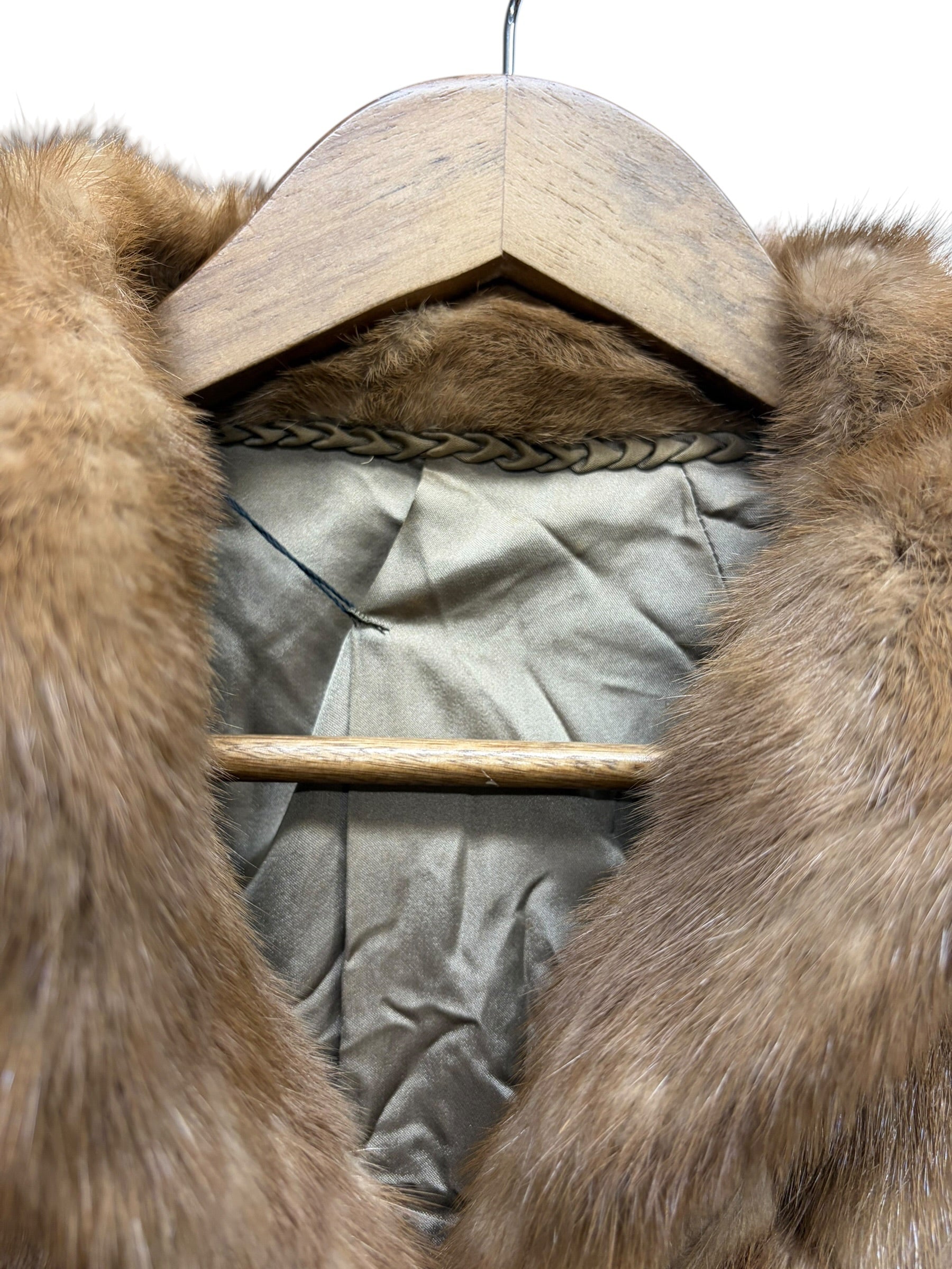 Vintage Light Brown Quilted Mink Fur Coat