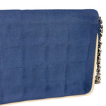 Chanel Blue/Cream Patent Leather Trim East-West Chocolate Bar Shoulder Bag 2002