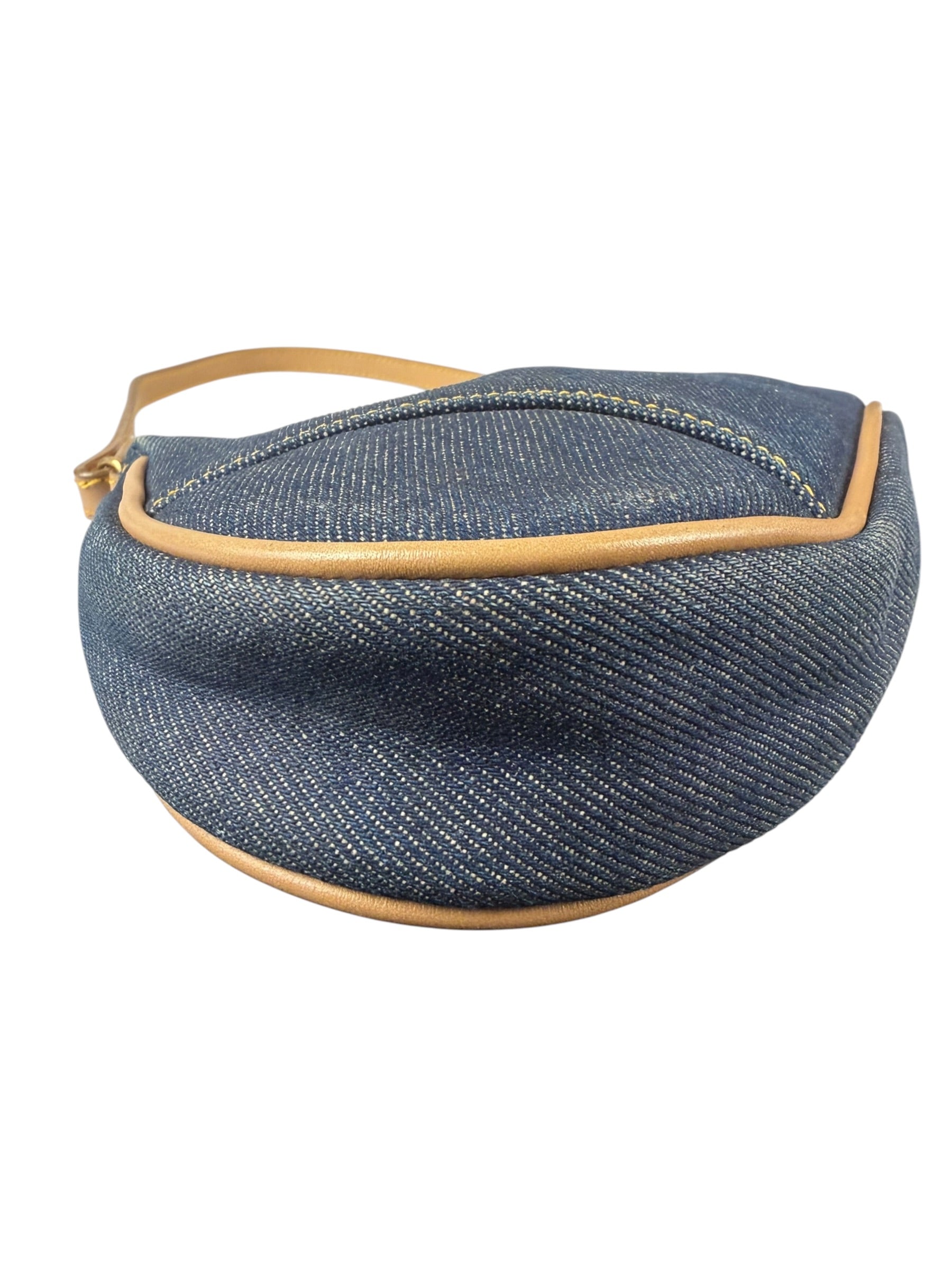 Christian Dior Denim Beige Leather Mini Saddle Pochette