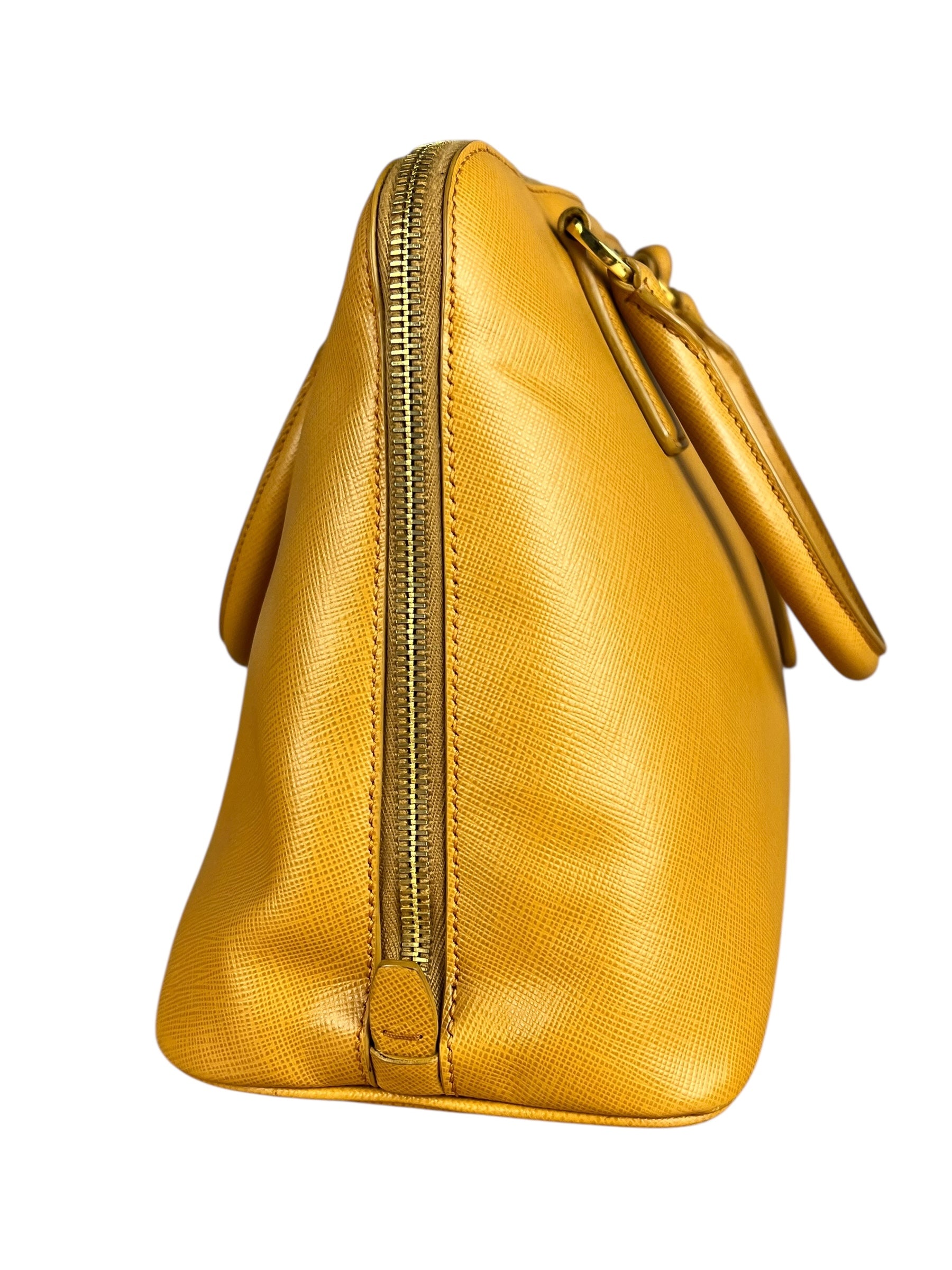 Prada Saffiano Promenade Handbag Mustard