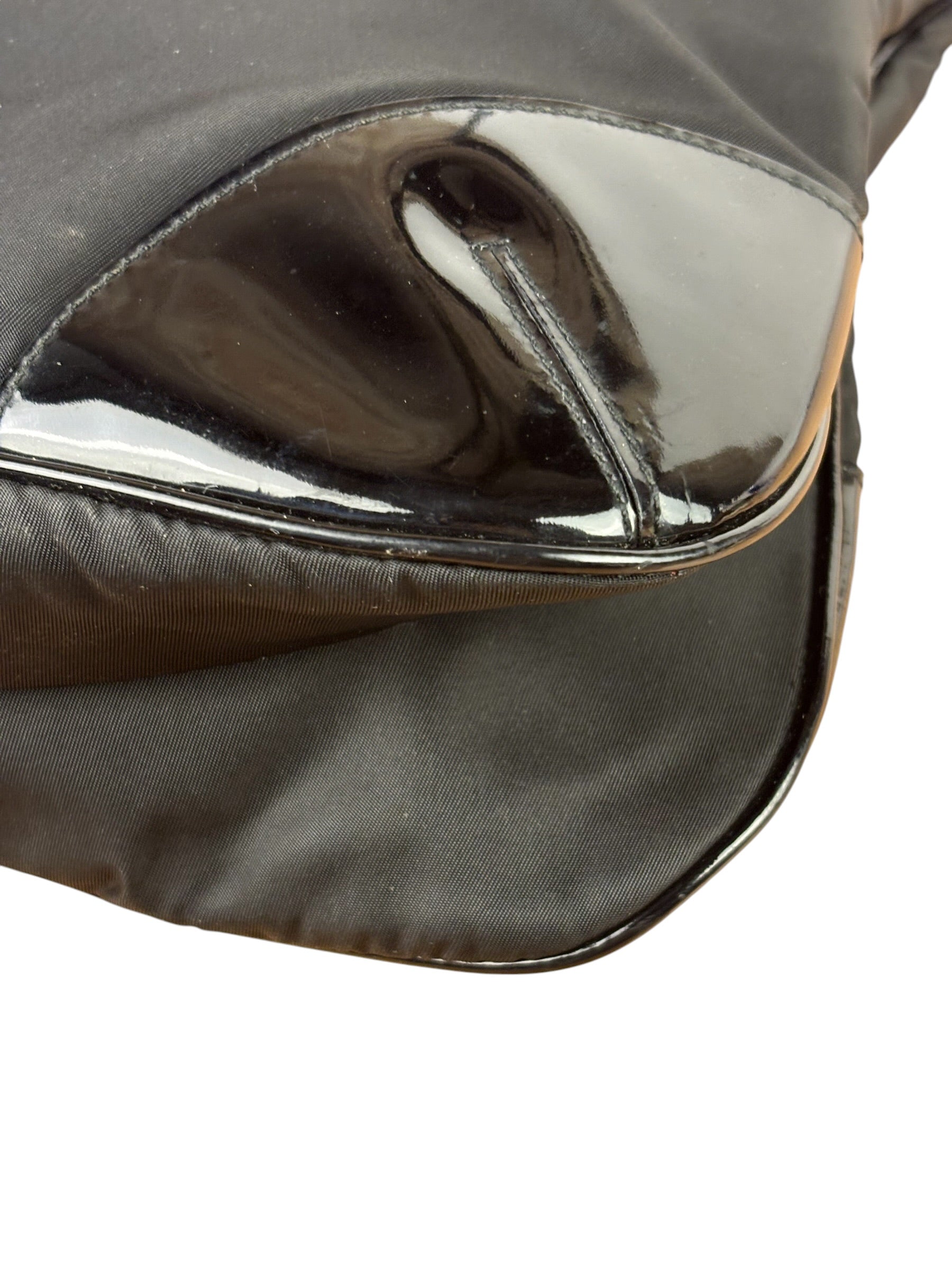 Prada Patent-Trimmed Nylon Crossbody Bag
