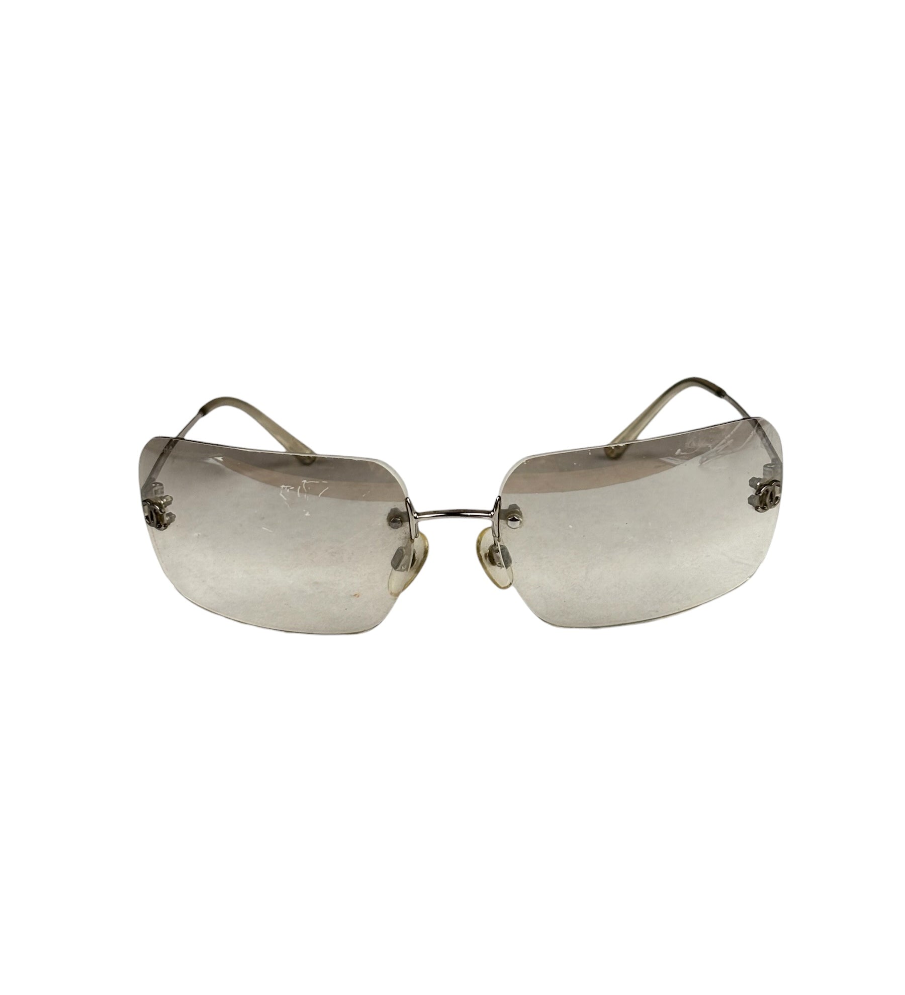 Chanel Y2k Silver Rimless 4017-D Sunglasses
